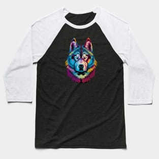 Alaskan Malamute Colorful Artwork Baseball T-Shirt